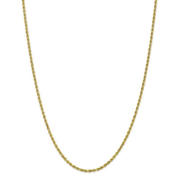 2.25mm 10k Yellow Gold Diamond Cut Solid Rope Chain Necklace, 26 Inch